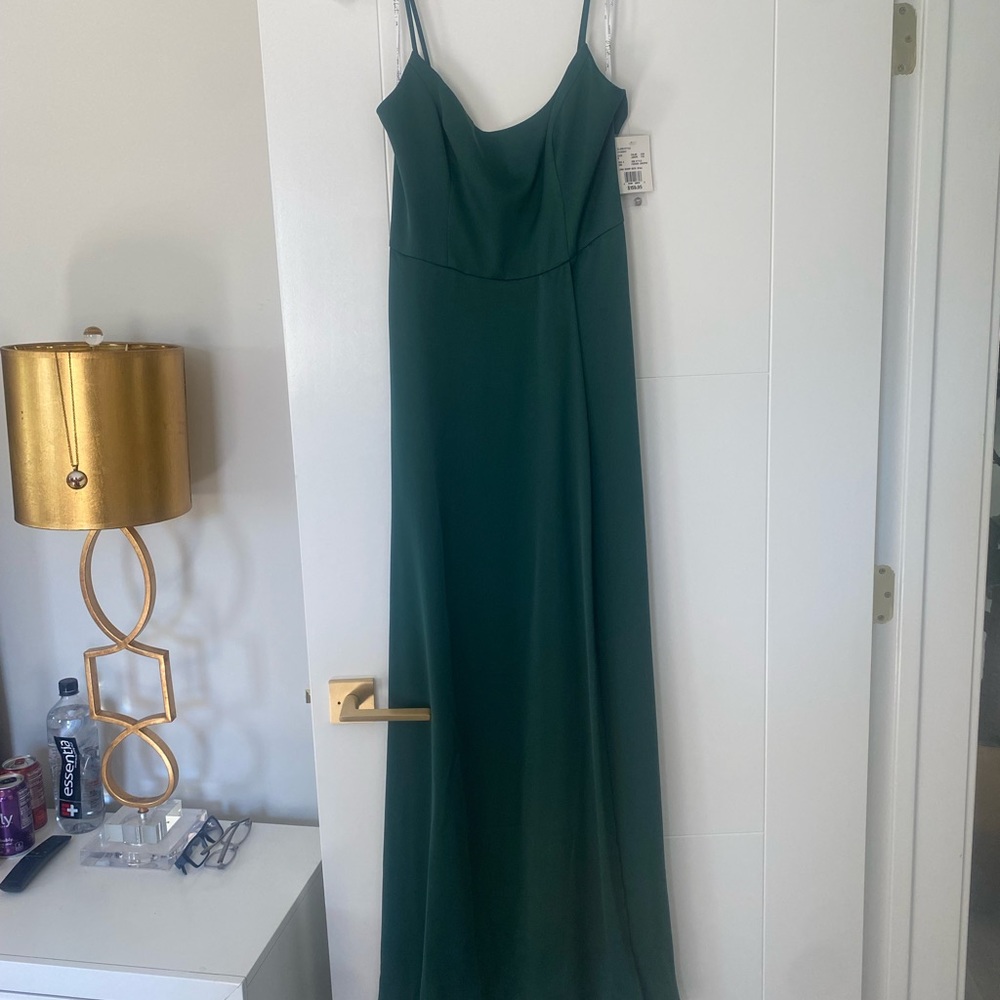Green long formal dress.